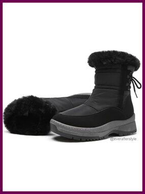 XRH Women's Waterproof Snow Boots Fur Lined Mid Calf